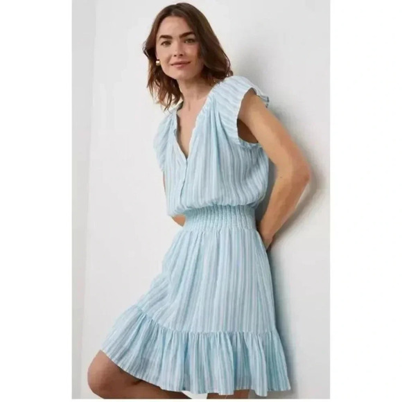 NWT Rails Augustine Linen Mini Dress Laguna Stripe size Medium - Picture 1 of 11